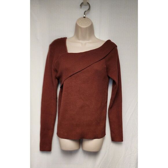 Anrabess Womens Off Shoulder Pullover Long Sleeve Sweater Size XL Color Brown - Picture 4 of 8